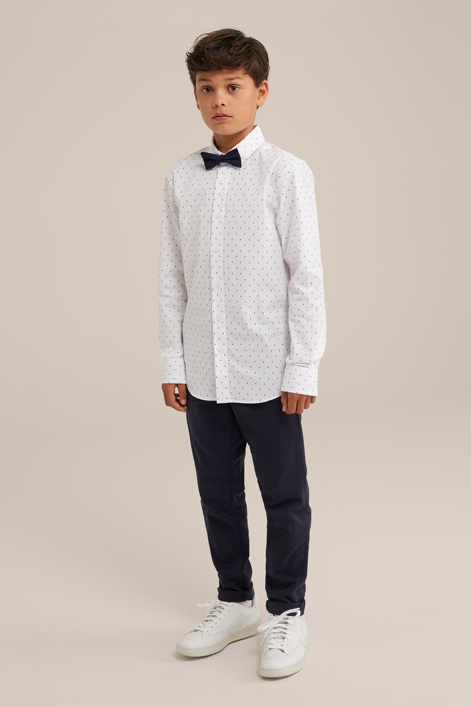 Jongens overhemd met afneembare vlinderdas WE Fashion Wit