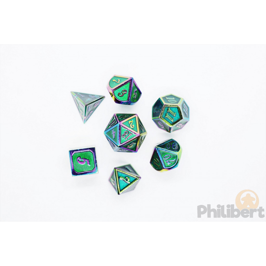 Set de 7 Dés JDR métalliques - Iridescence