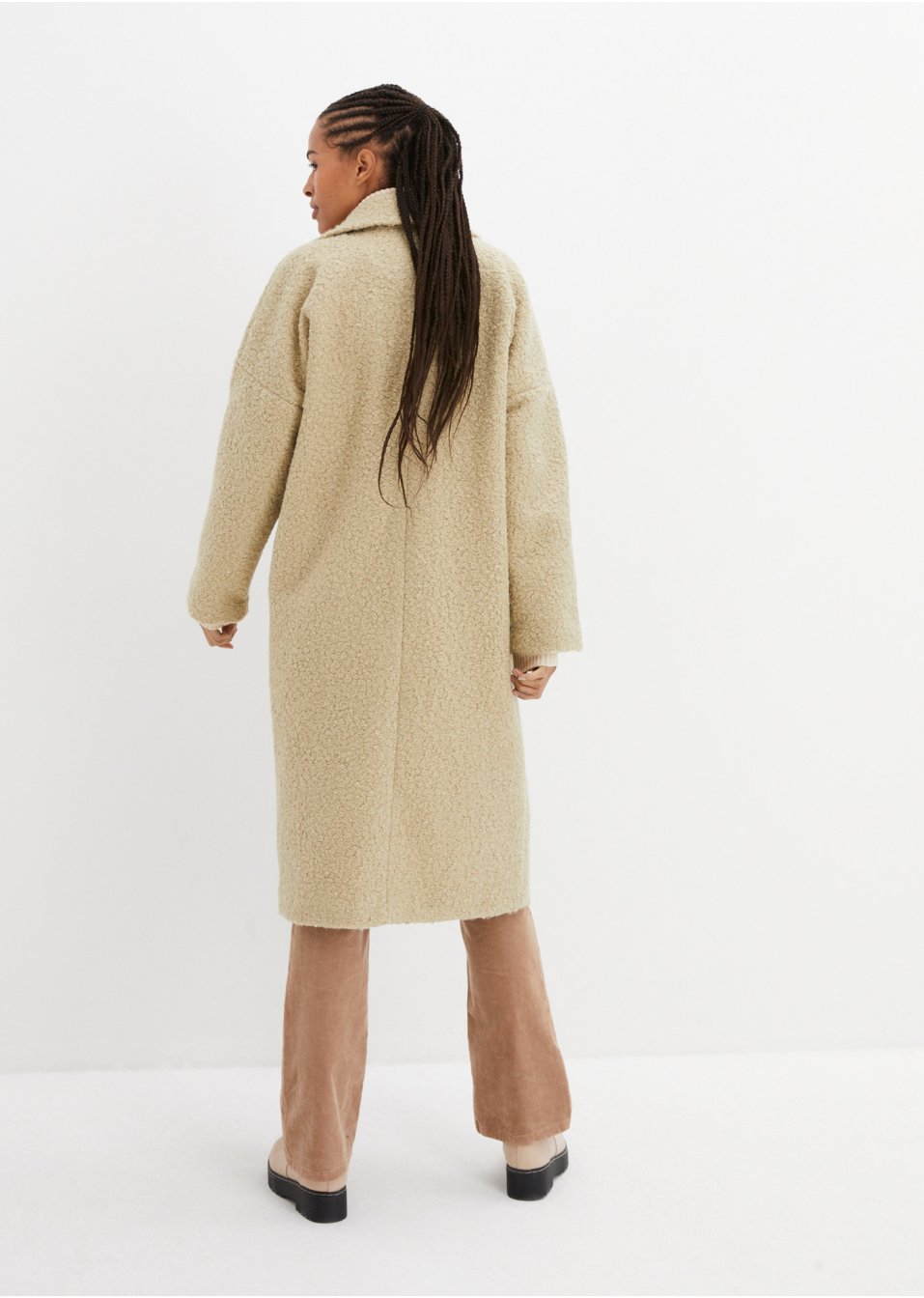 Manteau oversize en maille bouclette