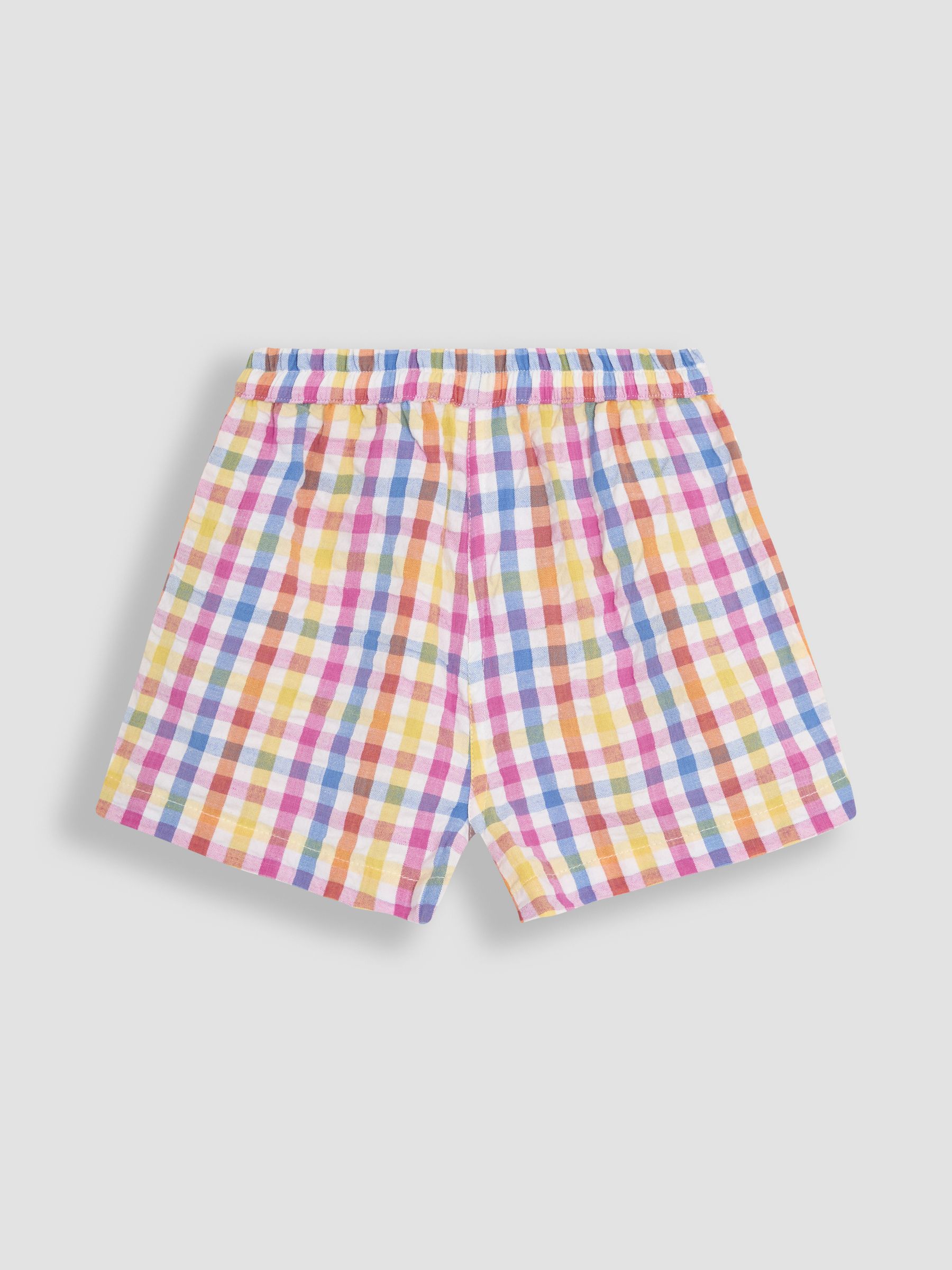 JoJo Maman Bébé - 2-delige set van blouse met gingham-ruit en korte mouwen en short