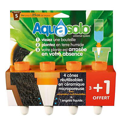 Cône d'arrosage Aquasolo taille S coloris orange débit 7cl/24h 3 + 1 gratuit