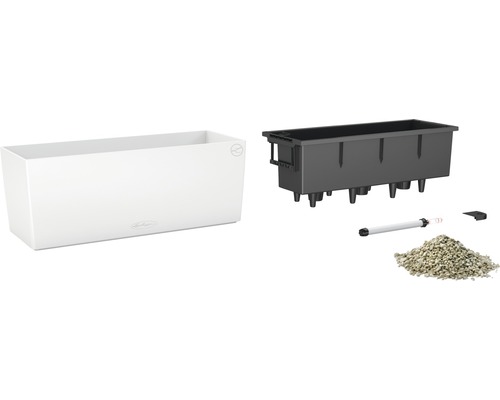 Lechuza Balconera Color kunststof bloembak 50x19x19 cm wit incl. grondbewateringssysteem en waterniveau-indicator