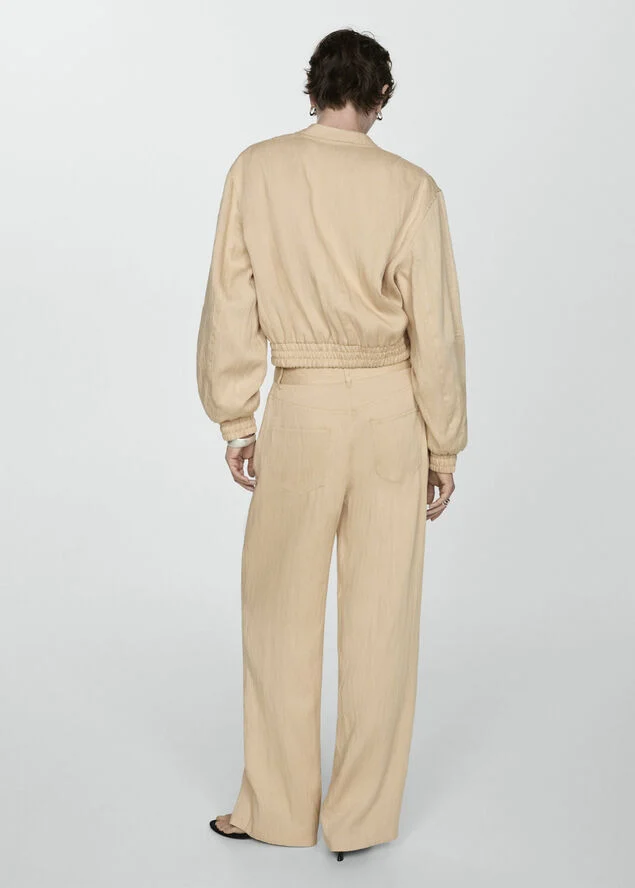 MANGO Flowy straight-fit trousers Light beige