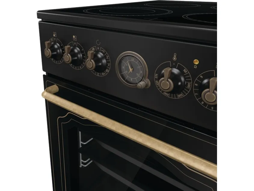 Gorenje Classico GECS5B70CLB - Komfur - med dampfunktion - fritstående - bredde: 50 cm - dybde: 59.4 cm - højde: 85 cm - med selv-rengøring - sort