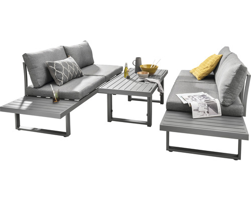 Destiny Sea Point 4-zits loungeset bestaande uit: 2 banken, aluminiumgrijze tafel
