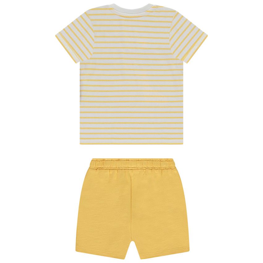 Ensemble t-shirt fantaisie à rayures + short uni pour bébé garçon - Jaune