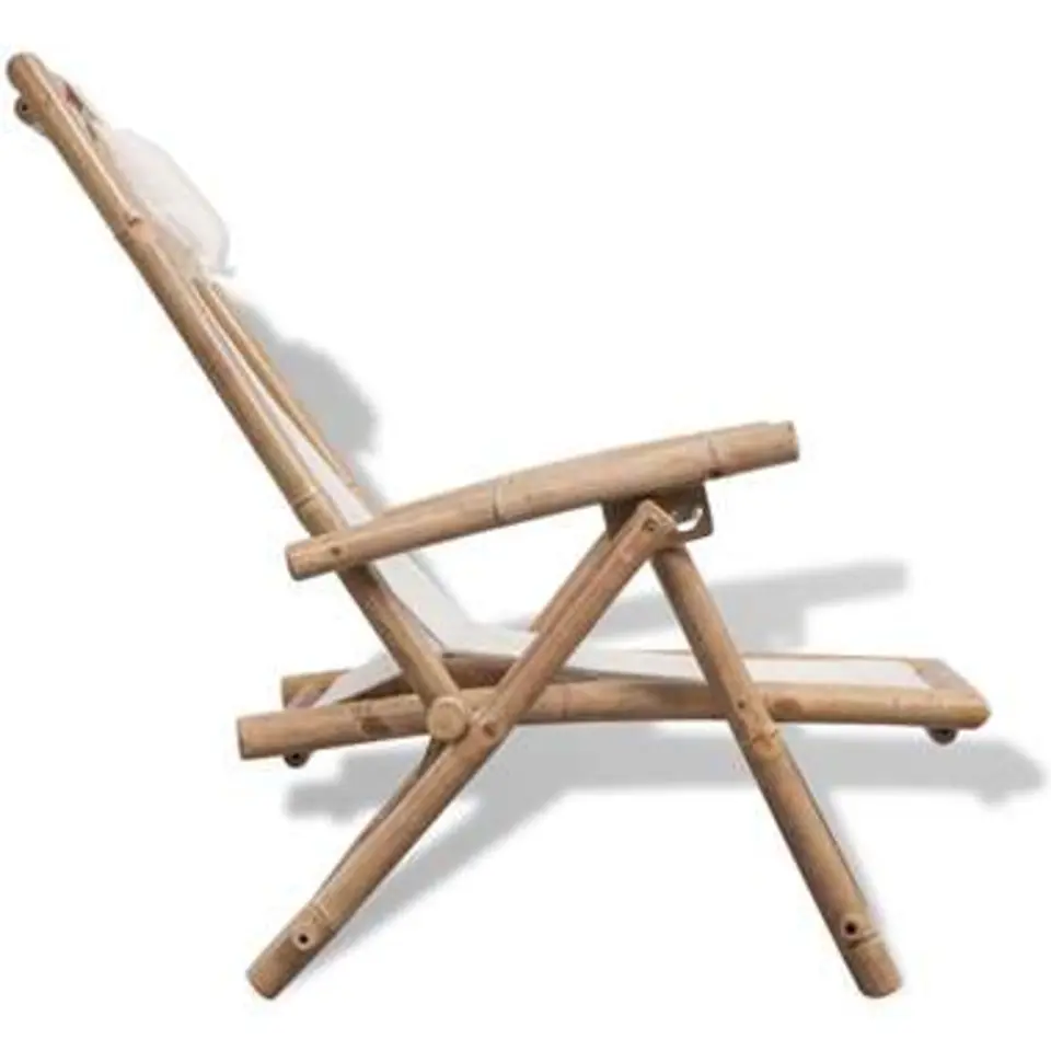 vidaXL - Ligstoel - Wit - Bamboe