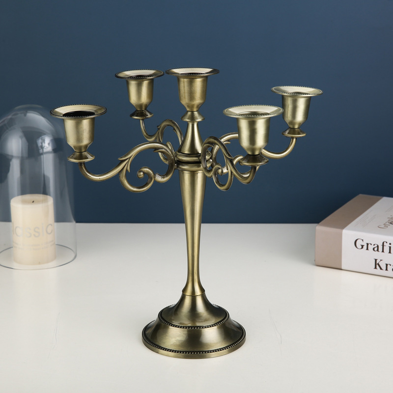 Deko Kerzen Ständer Retro Home Accessoire Stabkerzen Halter im Barockstil - Gold