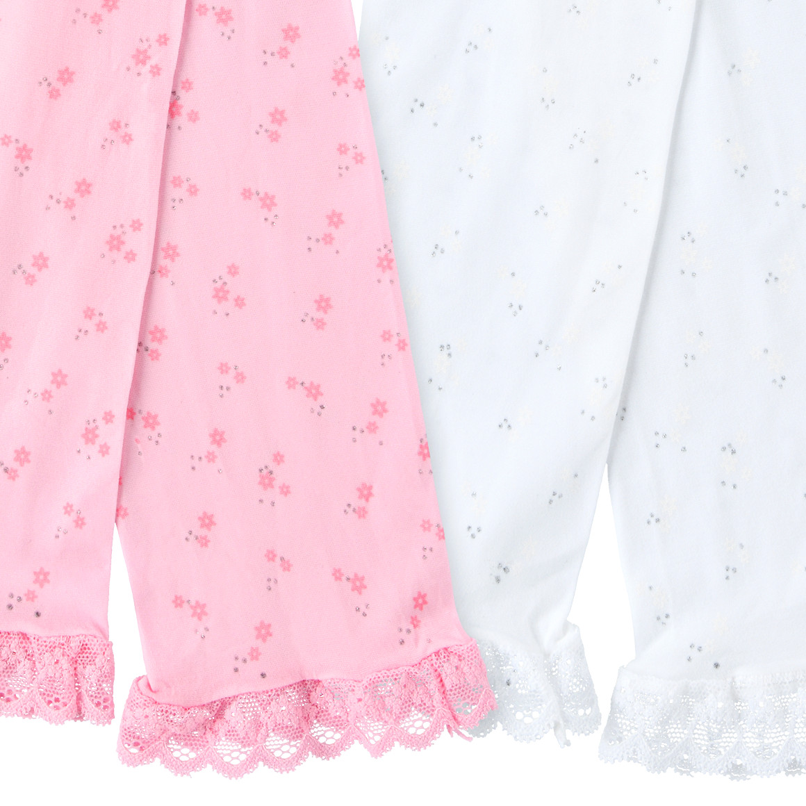 Topolino 2 Mädchen Capri-Leggings mit Spitze weiss / rosa