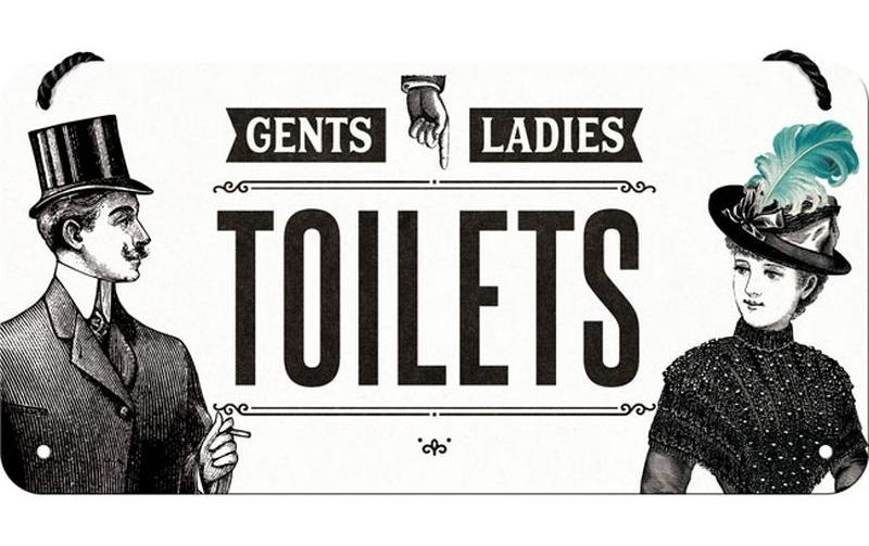 Schild Ladies & Gentlemen 20 x 10 cm, MetallHängeschild im vintage Design
