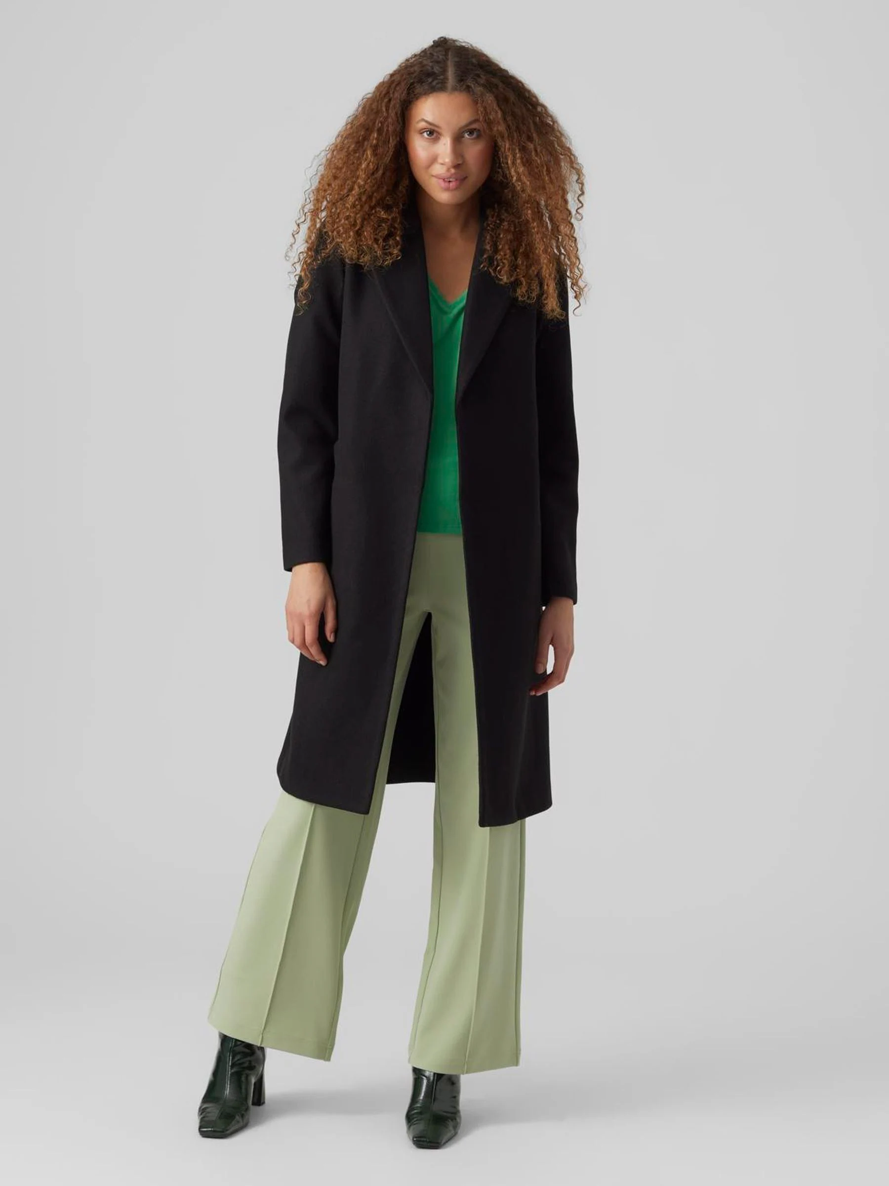 Zwart - VERO MODA Wrap Front Long Line Coat