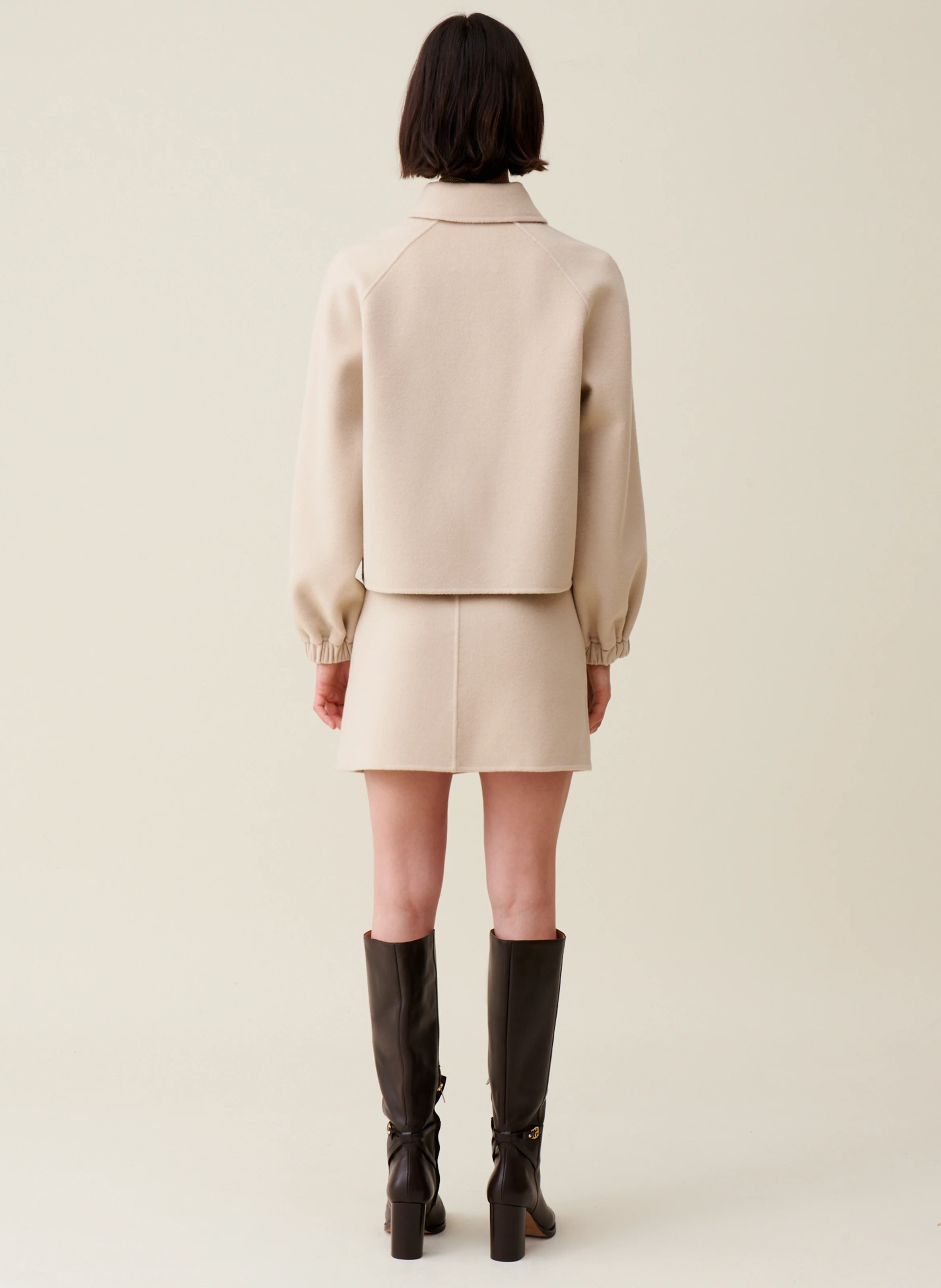 Veste courte en laine mélangée | Beige