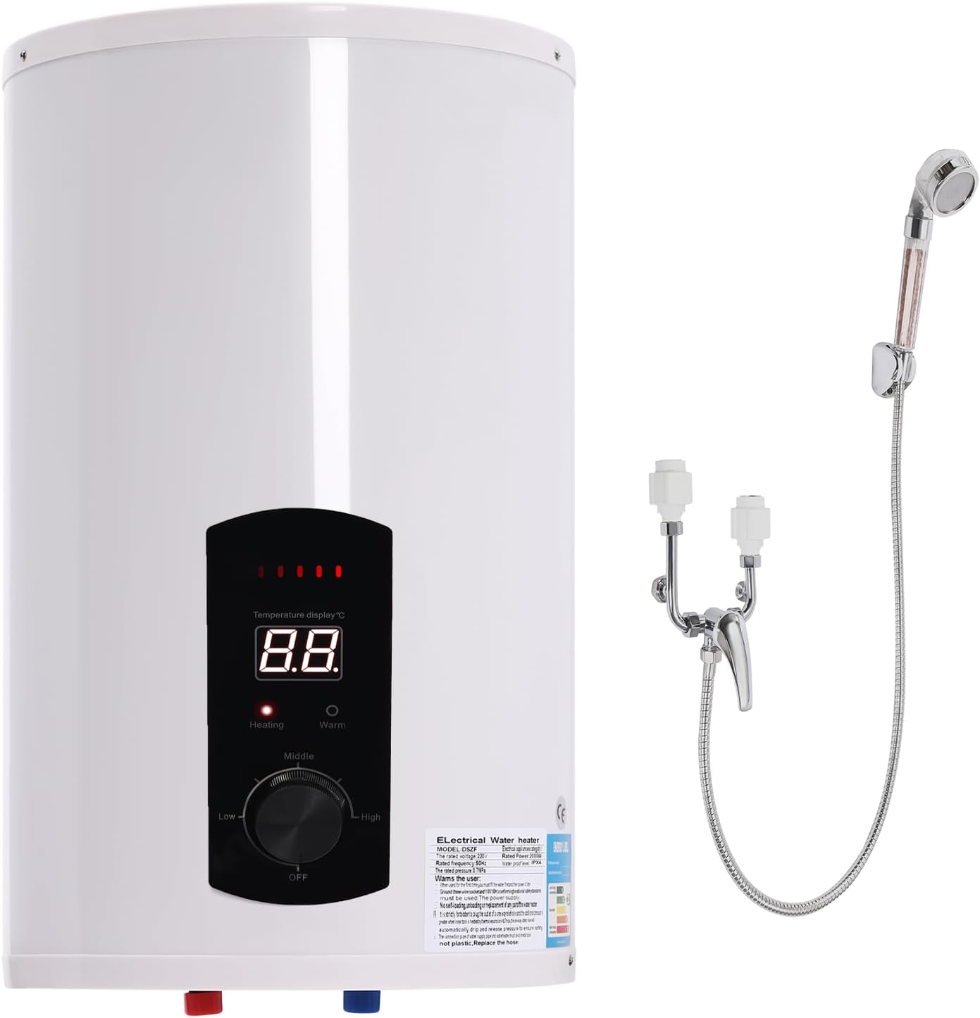 Warmwasserboiler 30L/50L/60L/70L - Elektrischer Warmwasserbereiter für Küche 2000W Vertikal Warmwasserspeicher 0.7MPa 25-75°C Temperatur einstellbar (30L)