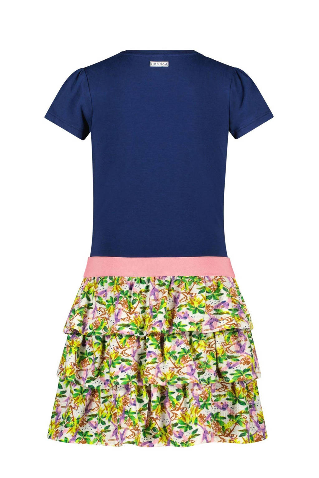 B.Nosy gebloemde jurk donkerblauw/multicolor
