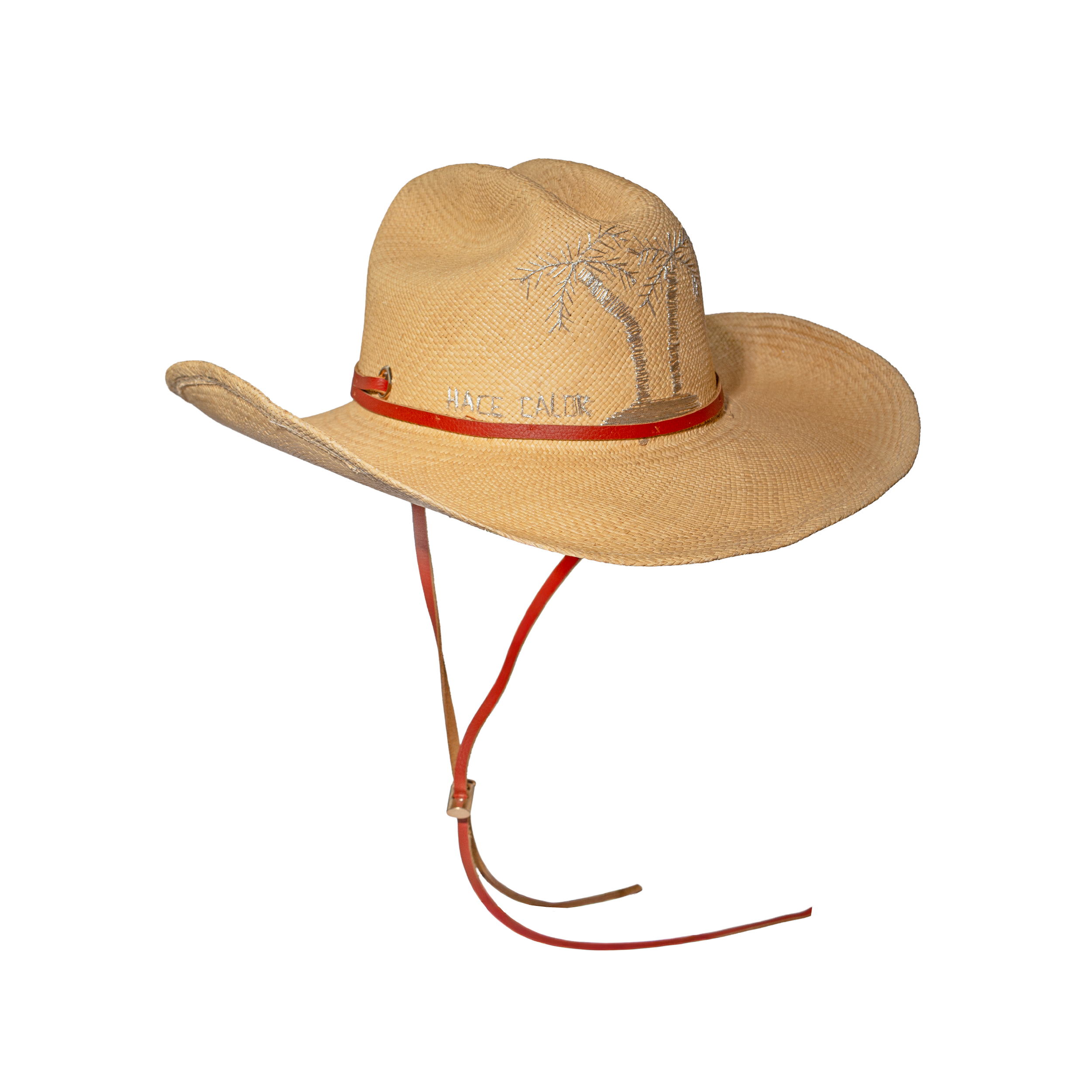Chapeau de cowboy texan à long bord « Hace Calor » avec broderie