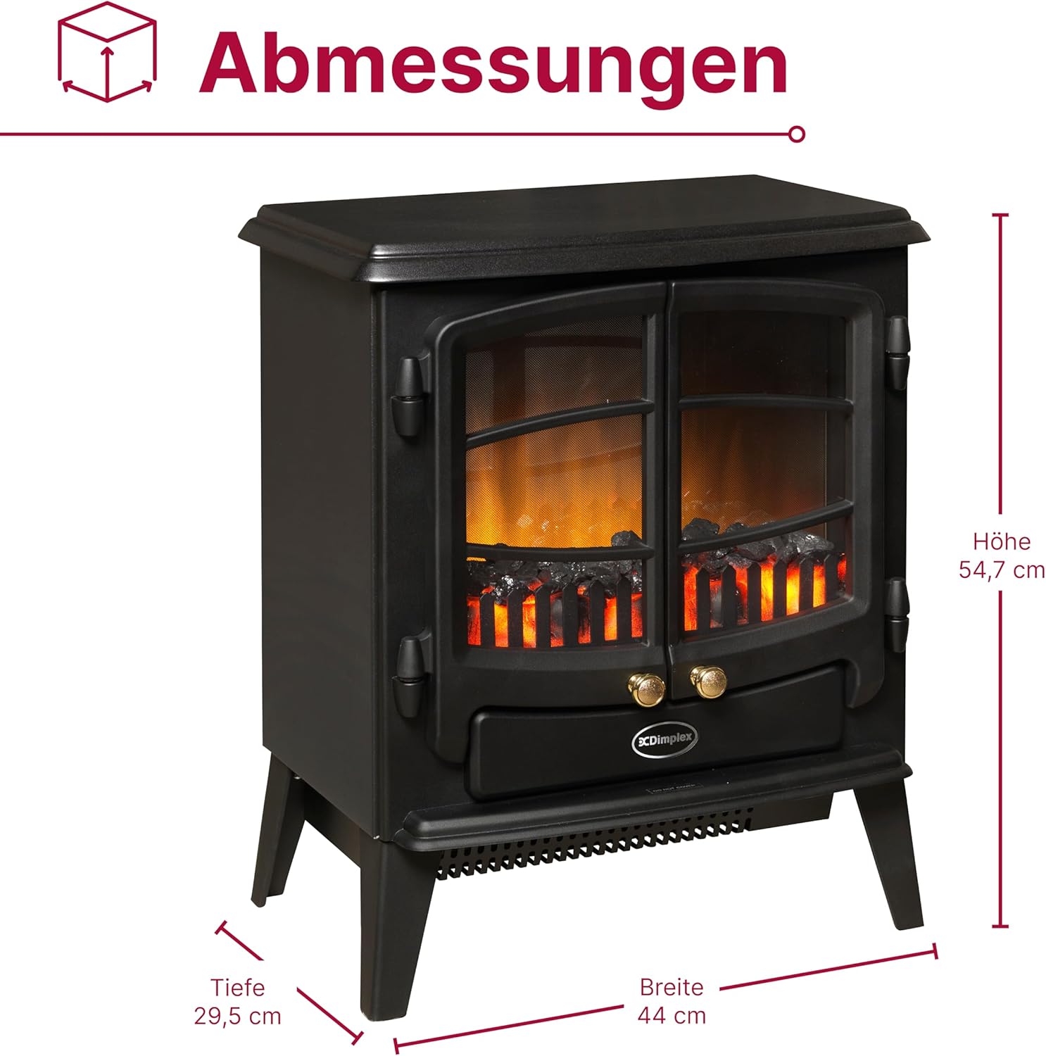 Dimplex Elektrokamin Optiflame Tango - Freistehender Elektrischer Kamin mit Kohlebett - LED-Flammeneffekt - Einstellbarer Heizung - Thermostat und Fernbedienung
