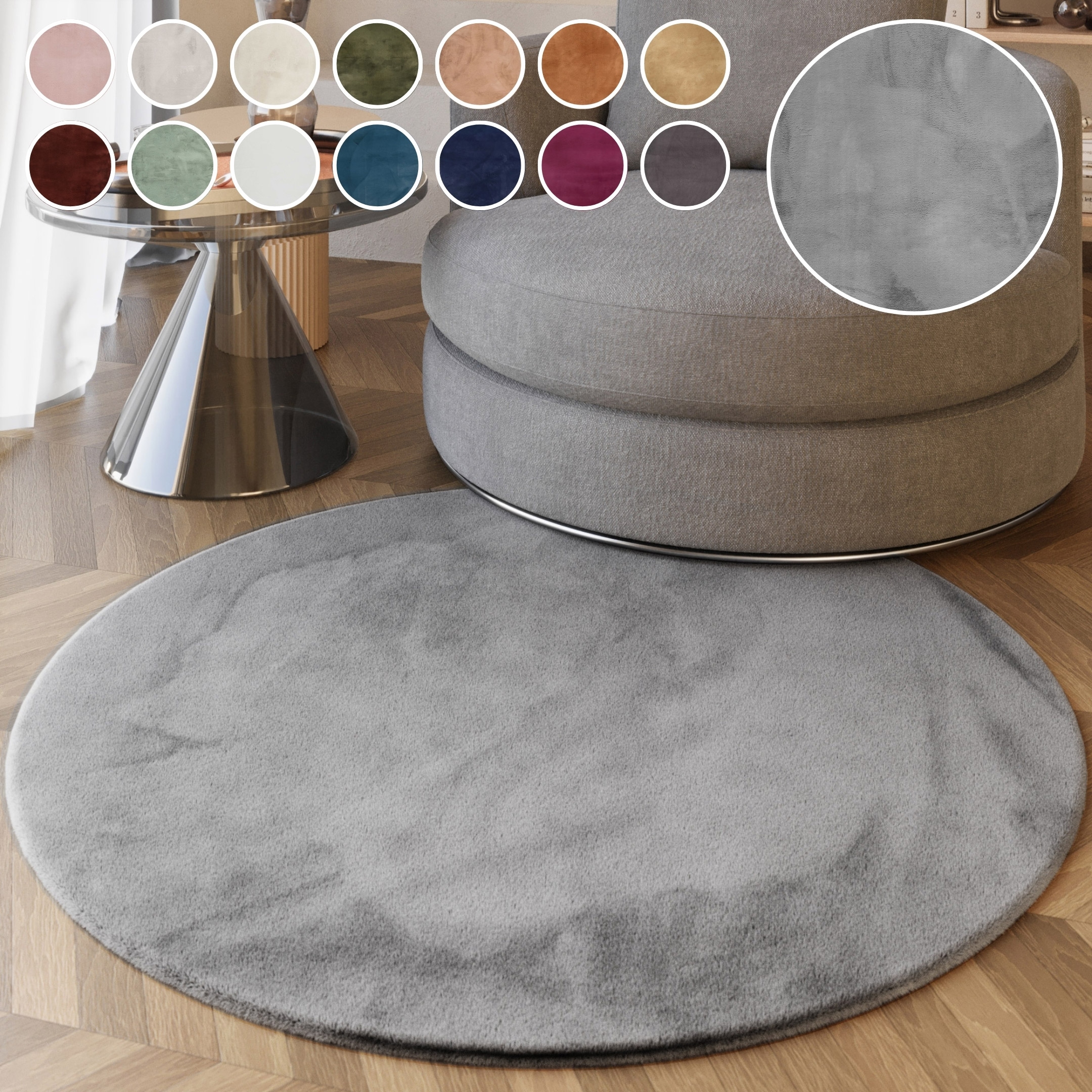 Esprit Hochflor-Teppich »Alice  ESP-4377  Kunstfell« rund 25 mm Höhe Kaninchenfell-Haptik, besonders weich und dicht, für alle Räume