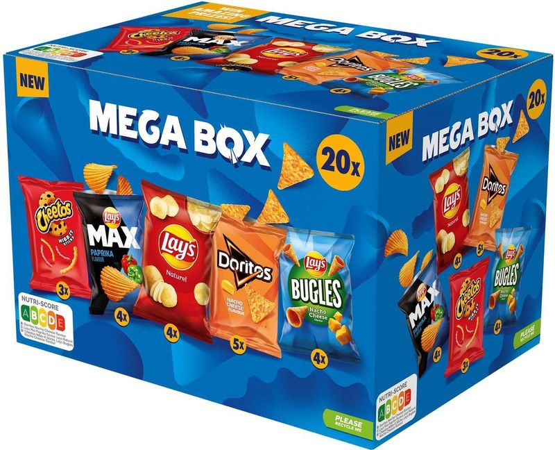 Lay's - Chips Mega Box Mix - Doos 534 gram - Paprika, Naturel & Nacho Cheese