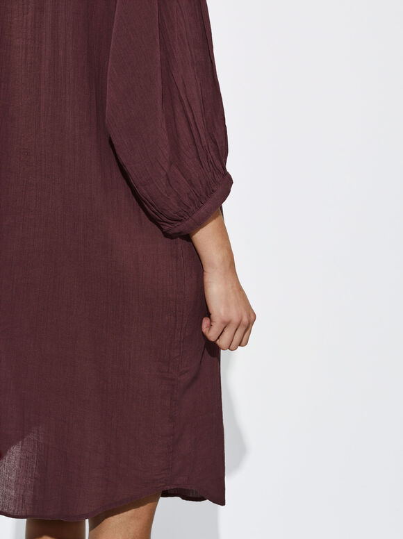 Vestido camisa de algodão - Bordô