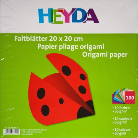 Heyda 20-48 755 20 Origami Faltblätter, 20 x 20 cm
