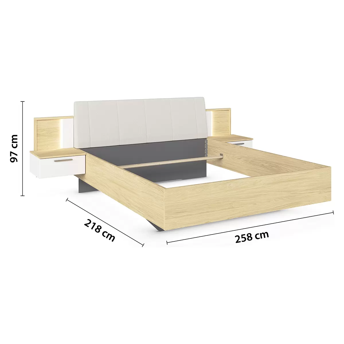 Bettanlage Calisto 160x200 Eiche,weiss