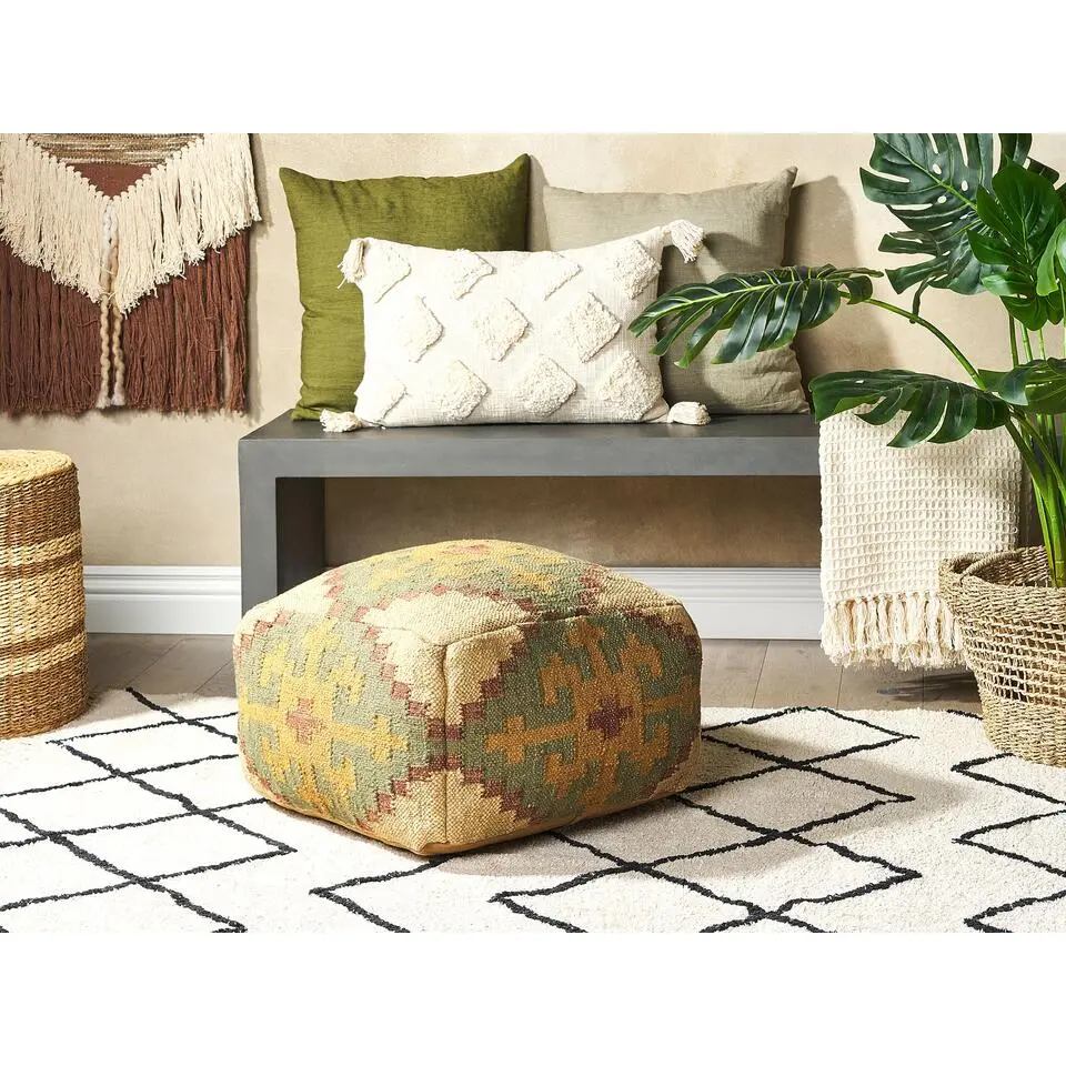 SARON - Poef - Groen - Jute