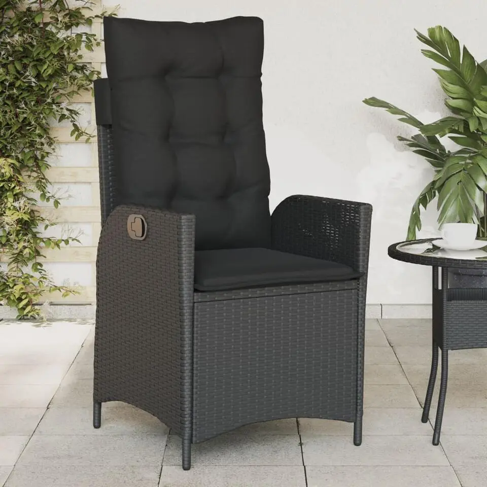 vidaXL - Verstelbare tuinstoelen met kussens - Zwart - Poly rattan - 2 stuks