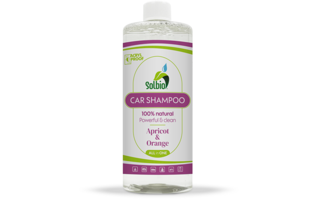Solbio All-in-One natürliches Car-Shampoo zur Reinigung von Wohnwagen / Zelte / Markisen / Boote / Fahrräder mit Aprikosen- und Orangenduft 1 Liter