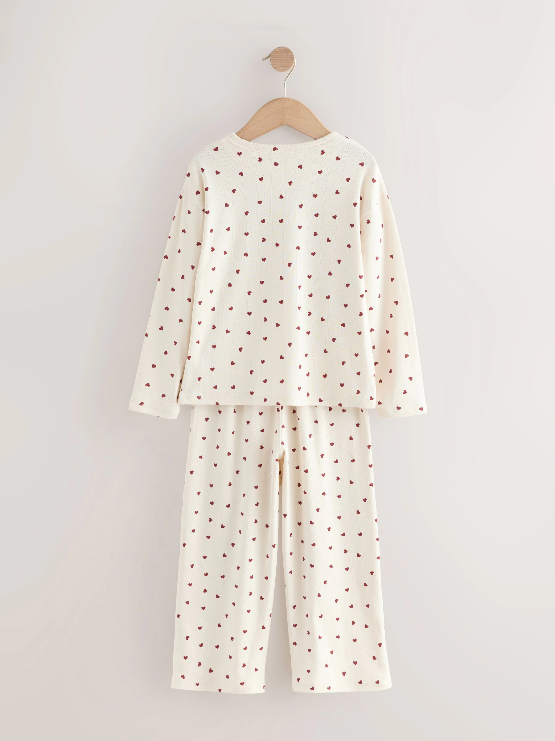 Ecru met hartenprint - Pointelle Pyjamas (2-16yrs)