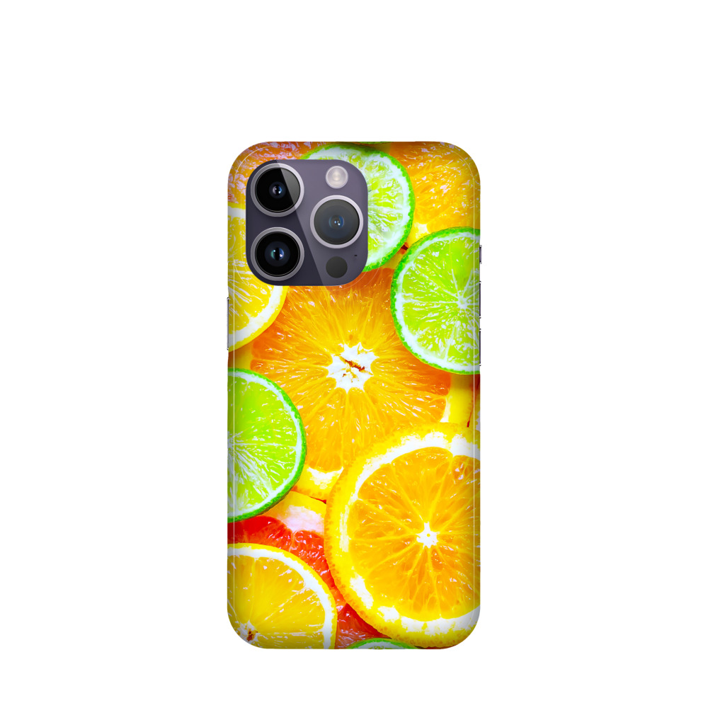 iPhone 14 Pro Kunststoff Hülle Sommerfrüchte - Orange