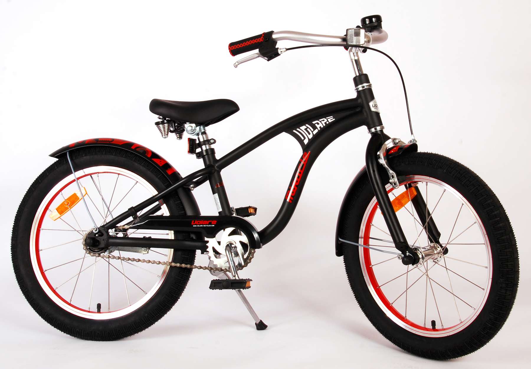 TPFSports Miracle Cruiser Kinderfahrrad - Jungen - 18 Zoll - Rücktritt + Handbremse - Mattschwarz