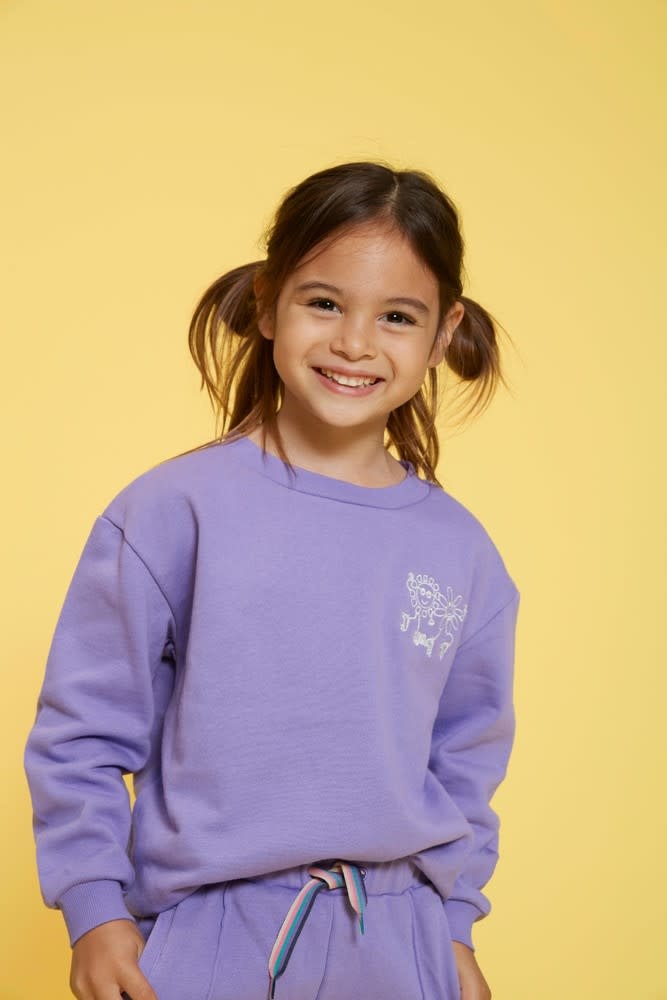 Jubel Jubel sweater met backprint - Rolling into Spring paars