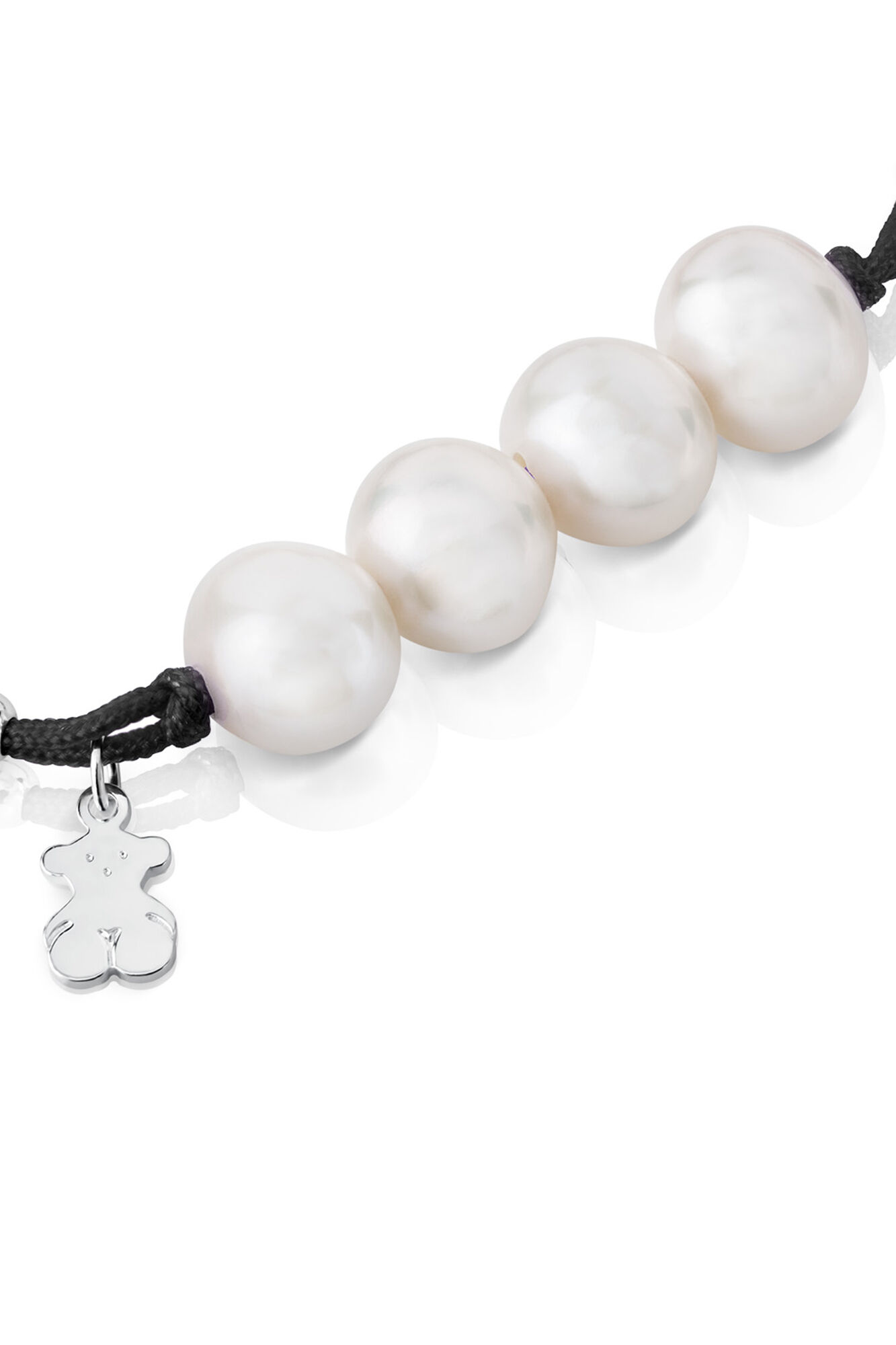 Pulsera de cordon, plata y perlas cultivadas - Gris