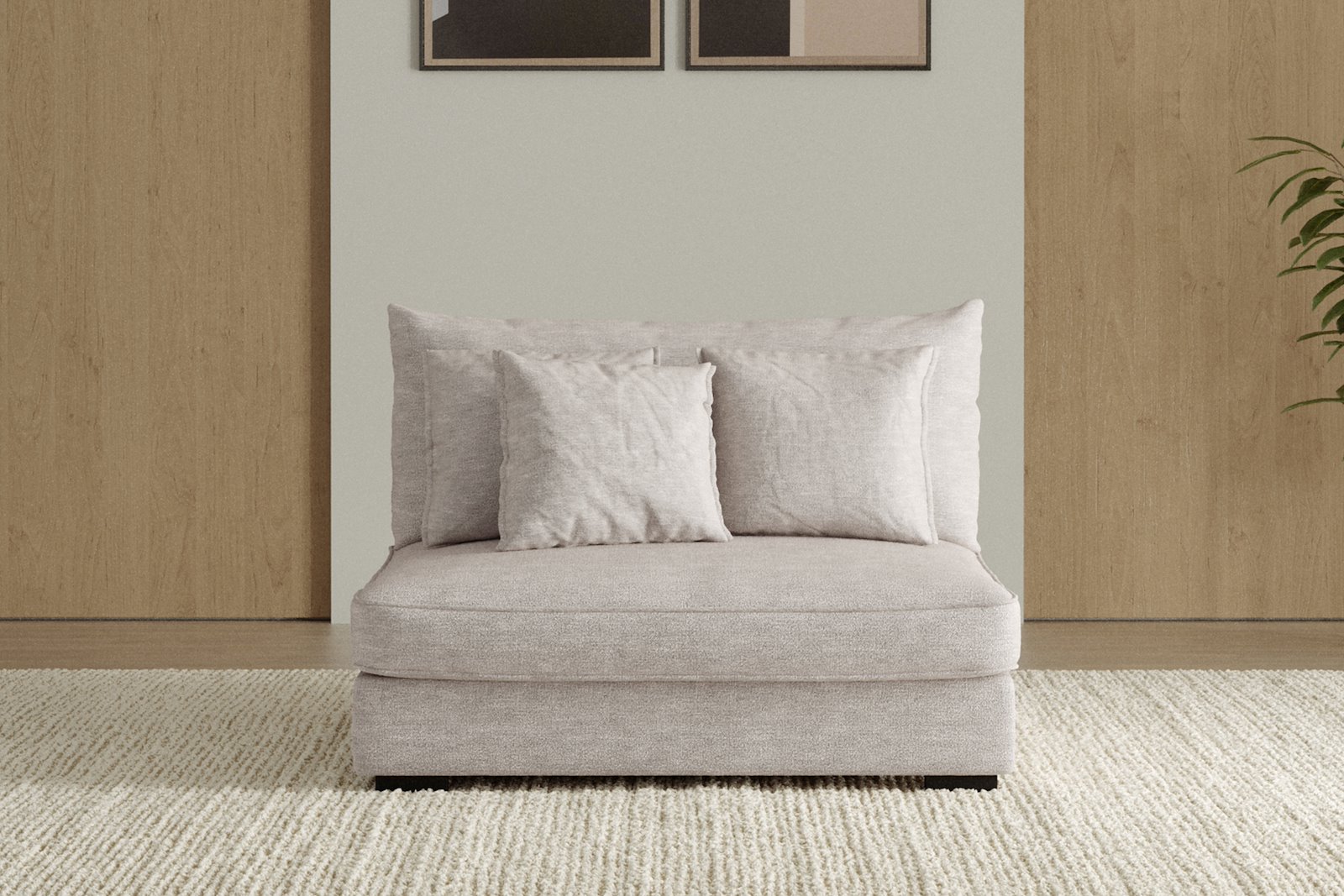 Rossi Lux 2-seter uten arm Tekstil Beatto 1027 Lys Grå med sorte ben. Lux Komfort.