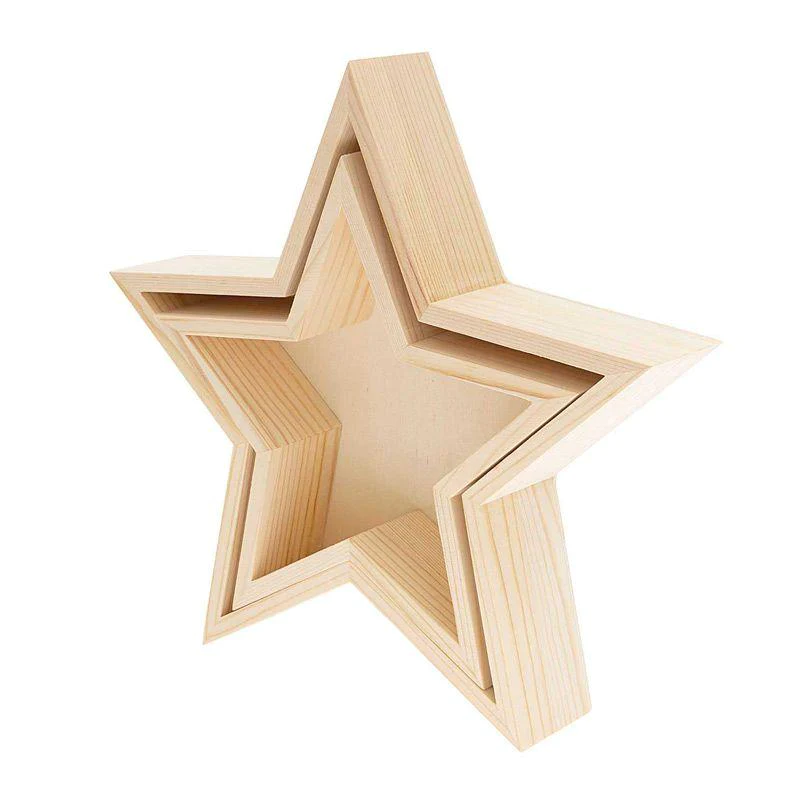 2 plateaux en bois étoile Rico Design