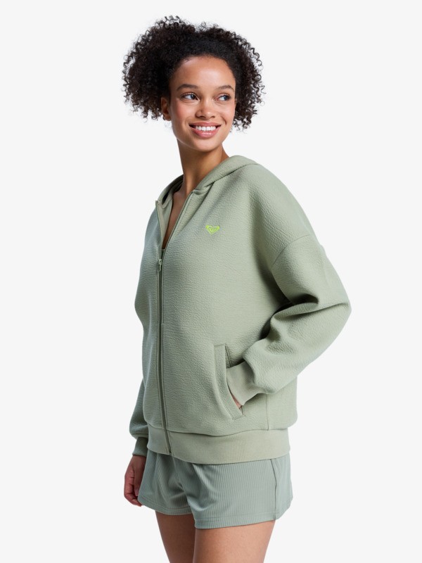 Rise & Vibe Sweat à capuche zippé Vert Femme