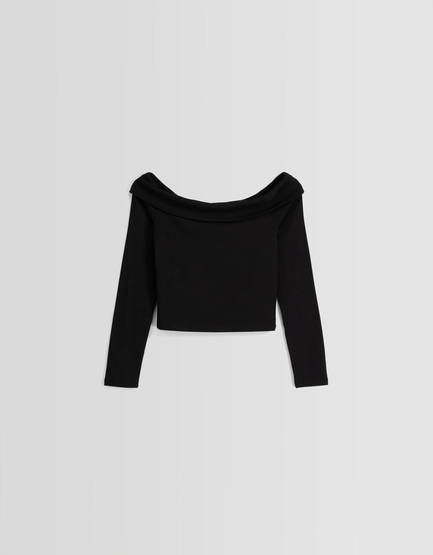 Camiseta Bardot de manga comprida