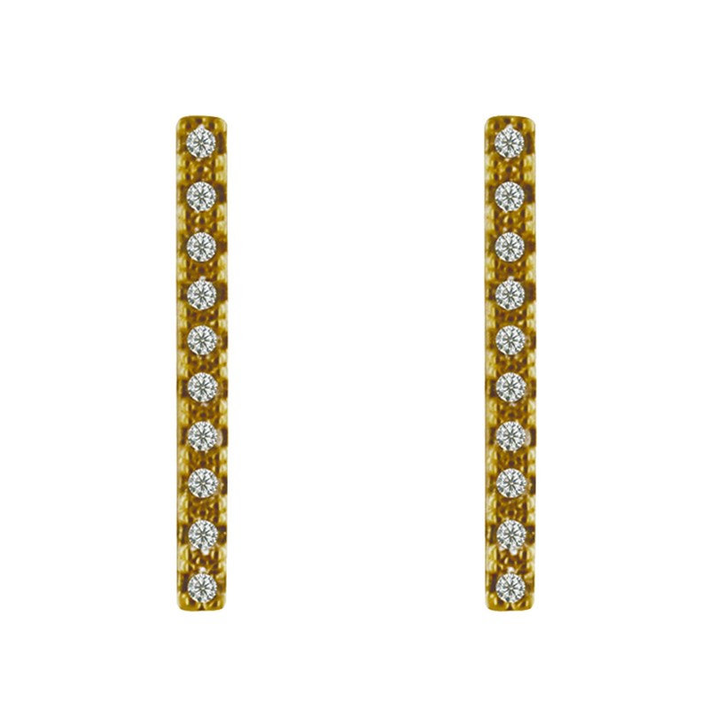Boucles d'Oreilles Puces Plaqué Or Grande Barrette de Strass
