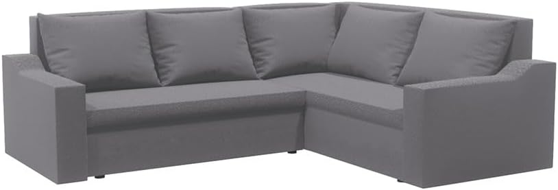 Ecksofa mit Schlaffunktion und Bettkasten Ontario L – Ecksofa in L-Form, 220x180 cm, Komfortables Sofa mit Stauraum, praktisches Sofa für Wohnzimmer & Gäste (Basic, Grau)