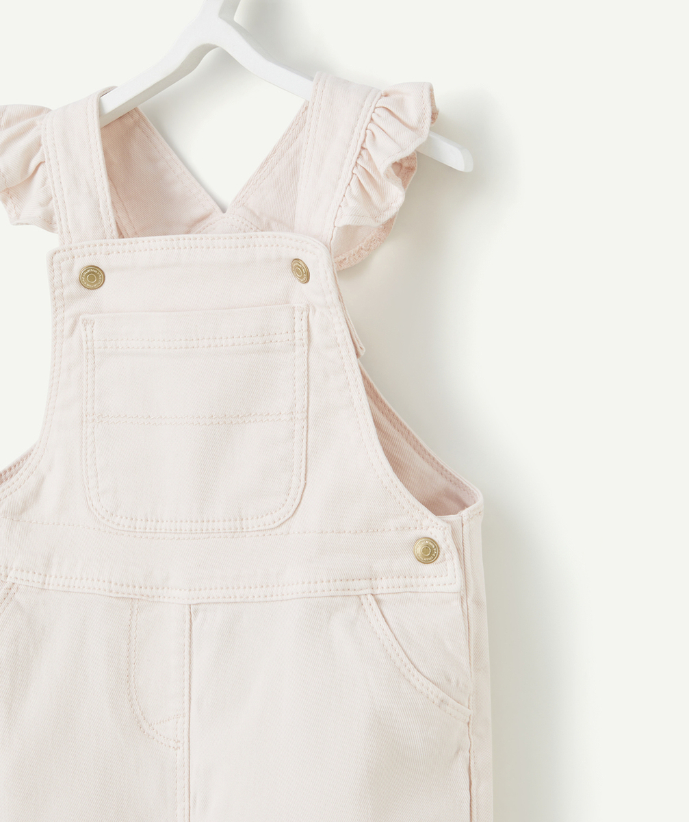 SALOPETTE BÉBÉ FILLE EN FIBRES RECYCLÉES ROSE AVEC DÉTAILS VOLANTÉS