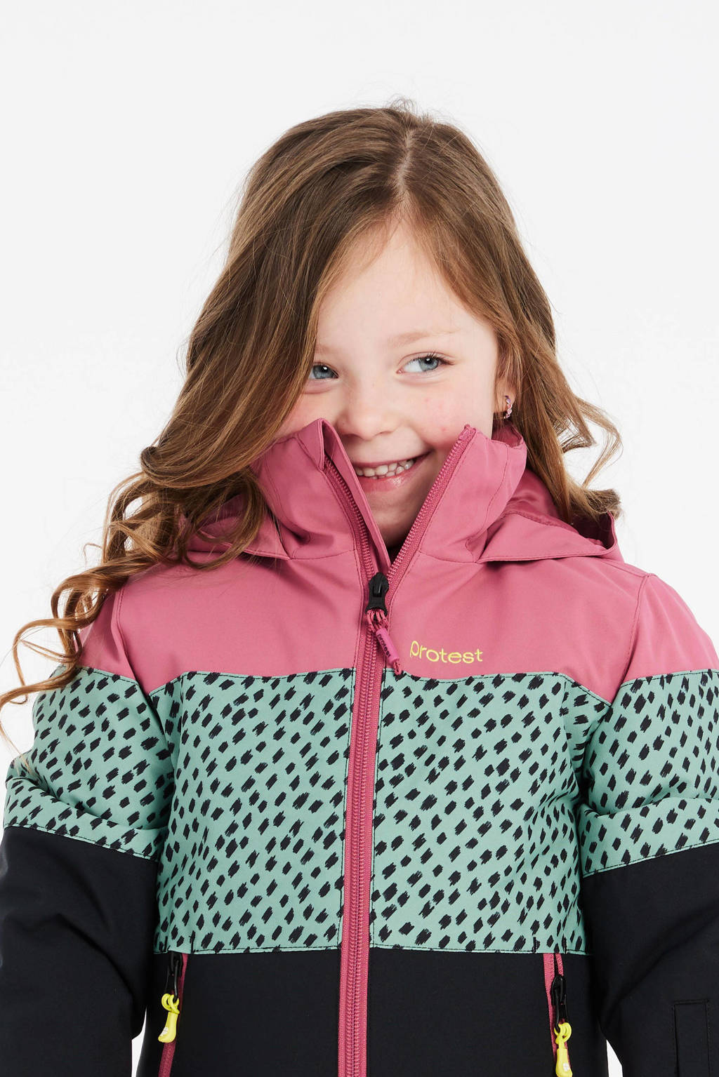 Protest ski-jack Fancy TD oudroze/groen/zwart