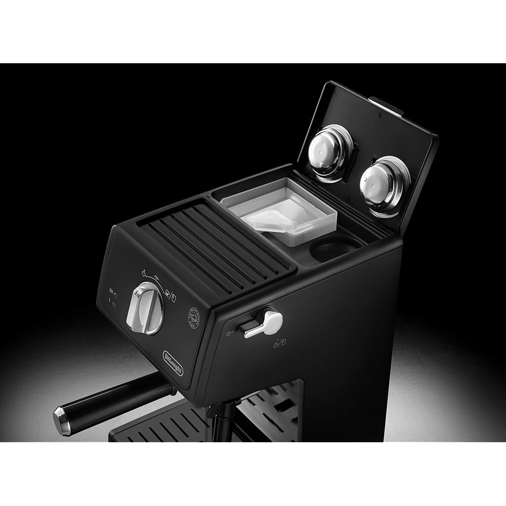 De'Longhi Machine à expresso ECP 31.21 | Porte-filtre avec finition aluminium | Buse de mousse de lait | 1 ou 2 tasses Espresso | Convient également pour les dosettes | Noir : Cuisine et Maison