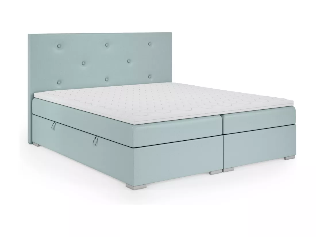 Lit Boxspring avec tiroirs de lit, Coffre de lit Topper Atlanta 140x200 cm, Jasmine 73 (Gris souris)