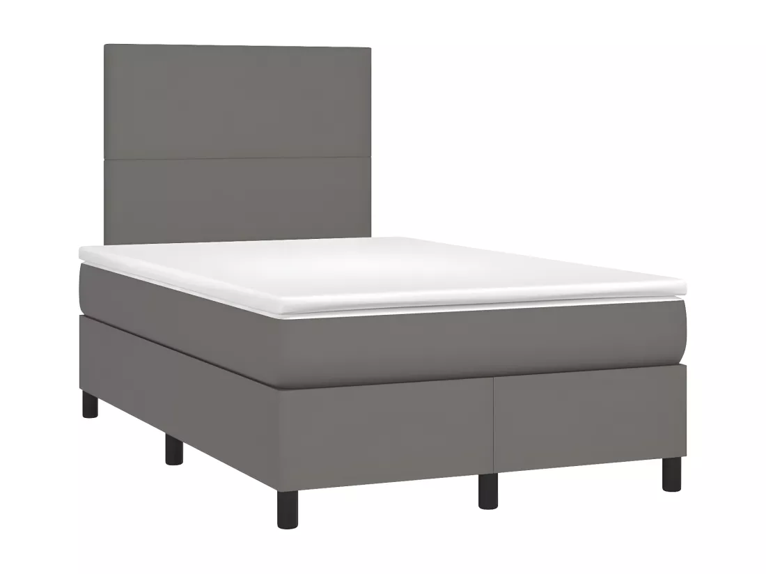Sommier tapissier matelas et LED Gris 120x200 cm Similicuir