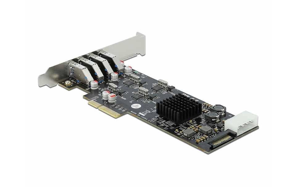 PCI-Express-Karte 89008 USB 3.0 - 4x extern + 3x intern<br>Quad Channel, Low Profile