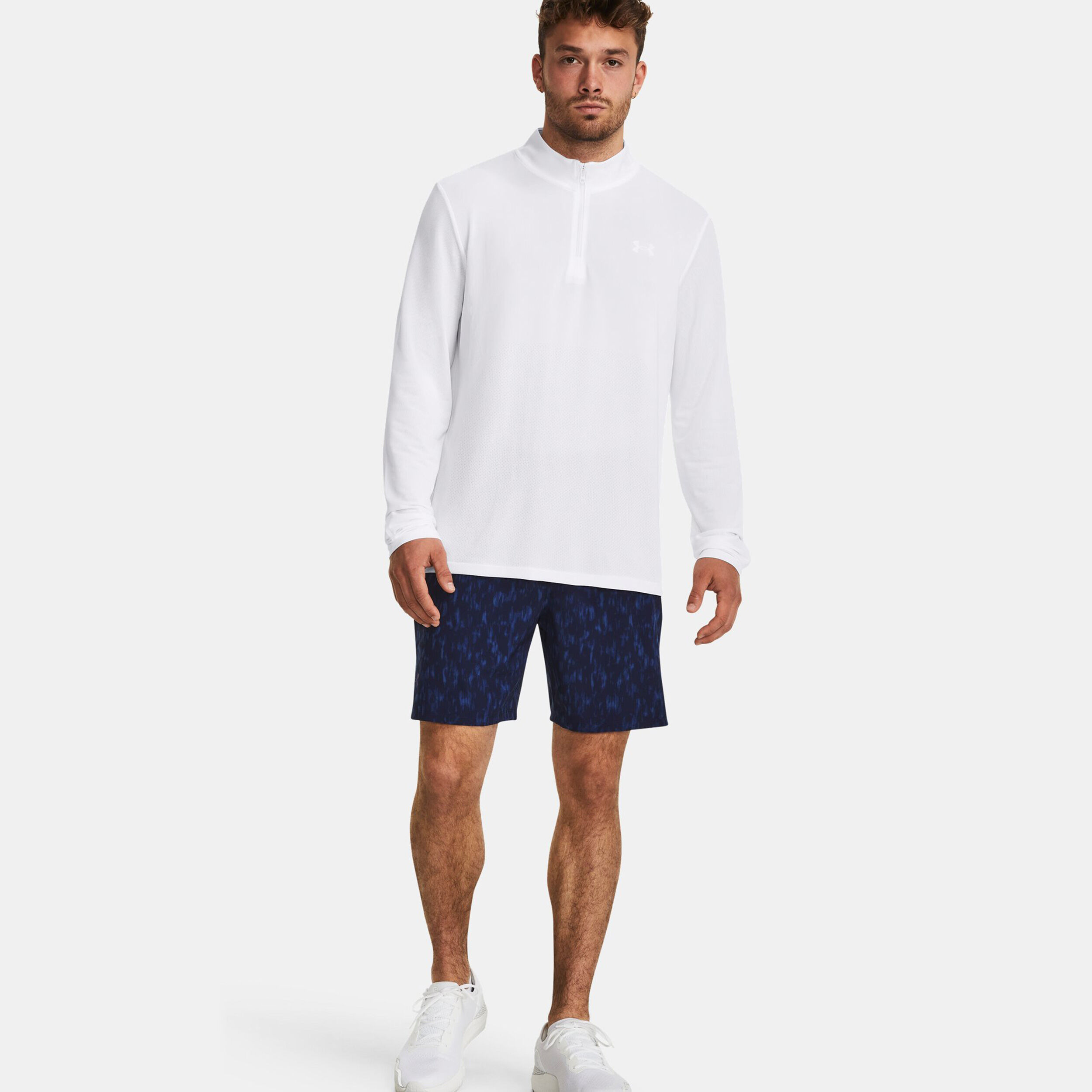 Under Armour Seamless Stride 1/4 Zip Haut Manches Longues Hommes - Blanc