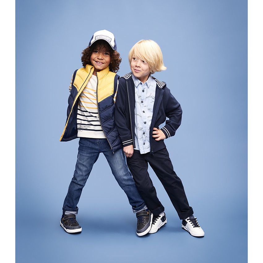 Pantalon chino en coton armuré pour garçon - Bleu marine