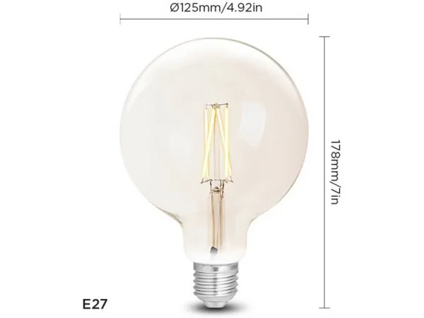 WiZ Wiz Smart Led Bulb White Clear G125 E27 Dimmable, 6.5w-60w Power