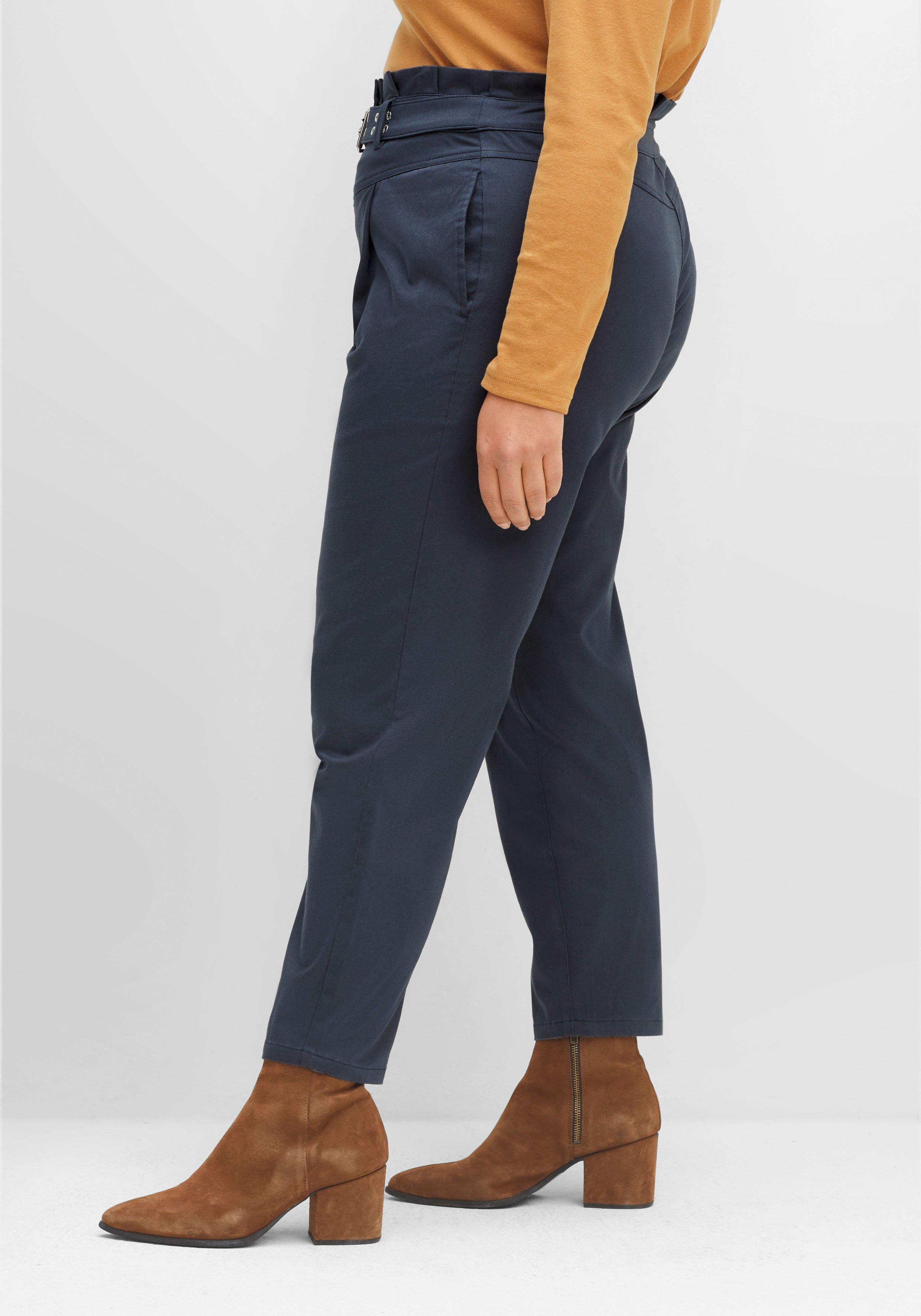 Hose im Mom-Fit, mit Paperbagbund und Gürtel