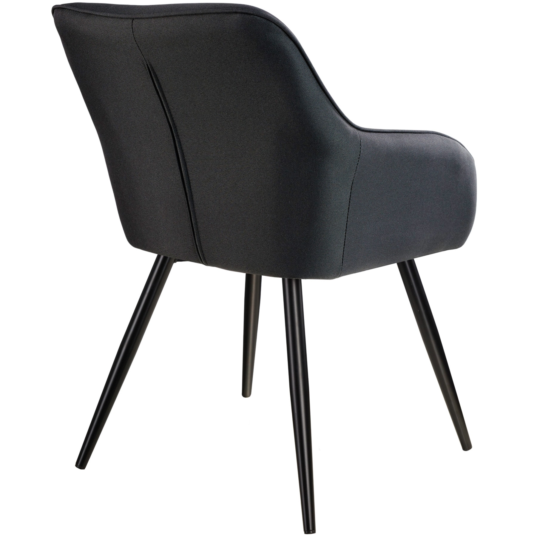 tectake® 6er Set Esszimmerstuhl, gepolstert, in Leinenoptik, schwarze Stahlbeine, 58 x 62 x 82 cm